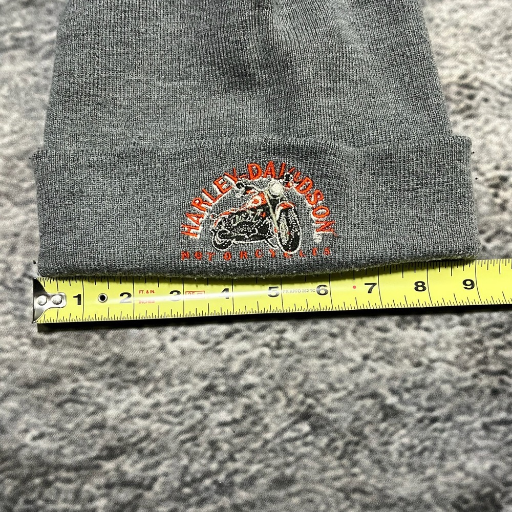 Vintage Harley Davidson Beanie Cap Gray Embroidered Logo Biker Motorcycle‎ - Picture 8 of 8